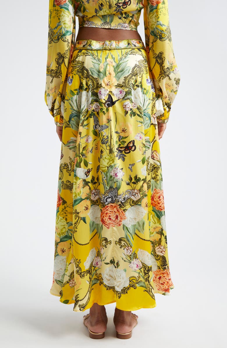 Camilla Paths of Gold Flared Silk Midi Skirt, Alternate, color, 