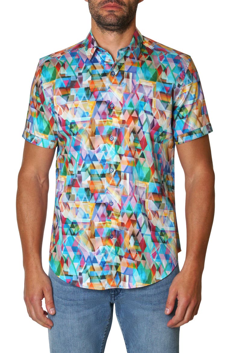 Multi Geo Print Short Sleeve Shirt, Main, color, MULTI