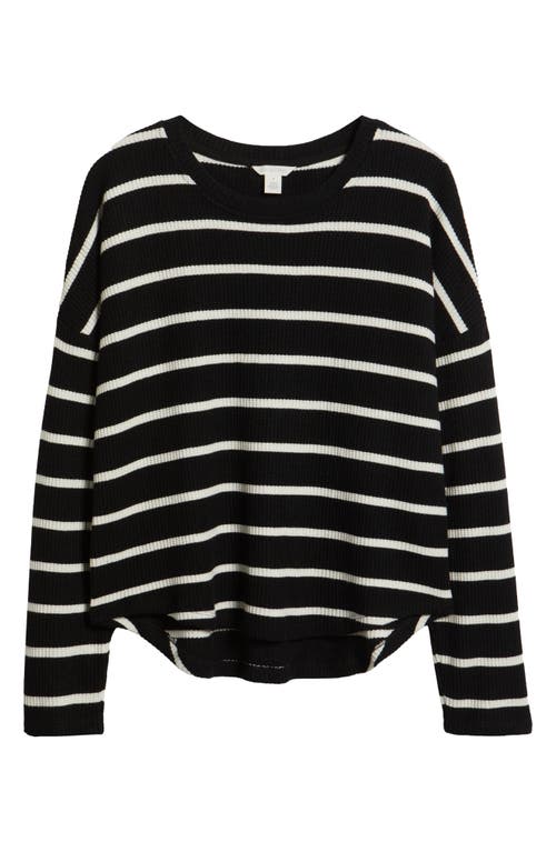 Caslonr Caslon(r) Long Sleeve Waffle Knit T-shirt In Black