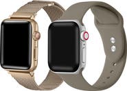 The Posh Tech 2-Pack Silicone & Stainless Steel Apple Watch® Watchbands