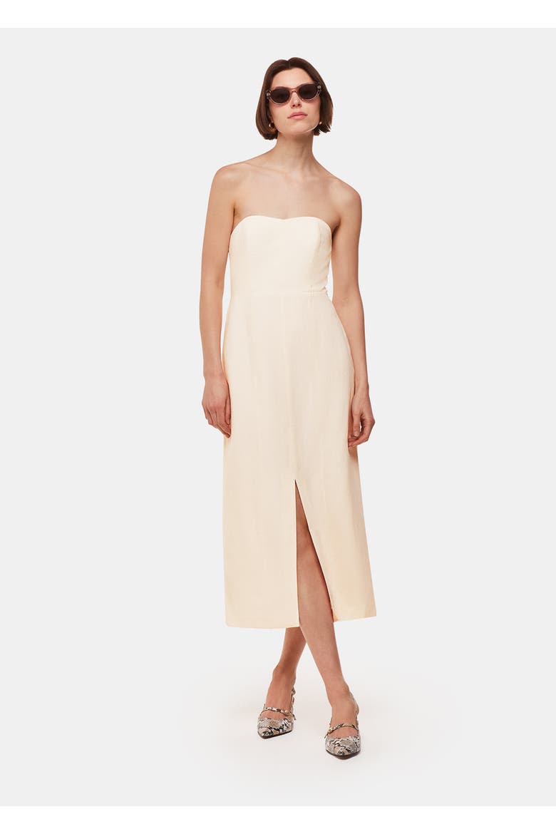 Bandeau Front Slit Midi Dress, Main, color, Neutral