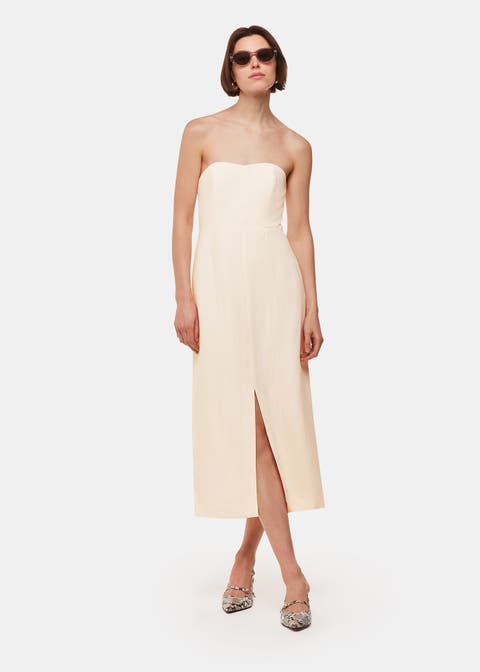 Bandeau Front Slit Midi Dress