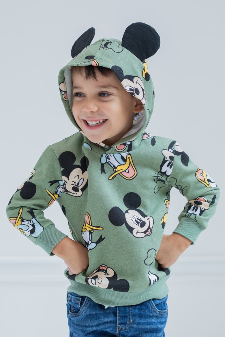Mickey Mouse Fleece Hoodie, Alternate, color, Mickey Friends Green