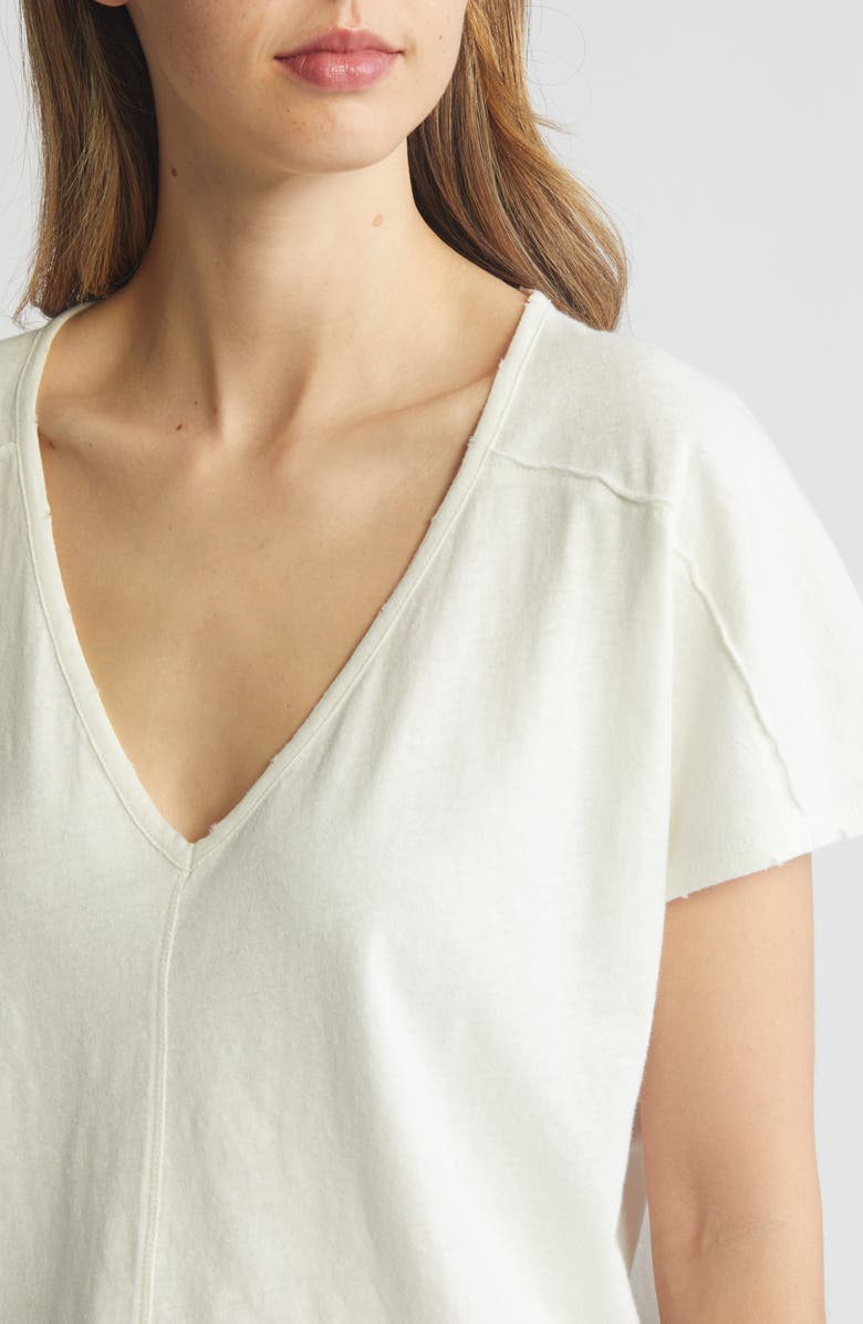 PAIGE Yelena Cotton & Linen V-Neck T-Shirt, Alternate, color,