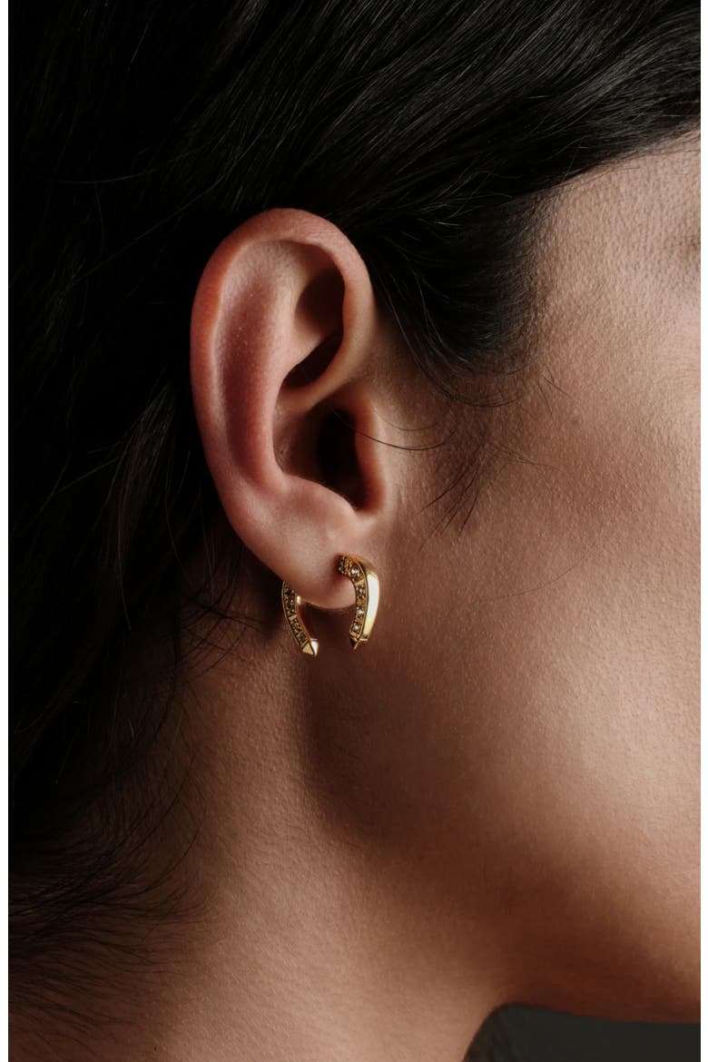 White Sapphire Horseshoe Bypass Earrings, Alternate, color, 14K GOLD VERMEIL