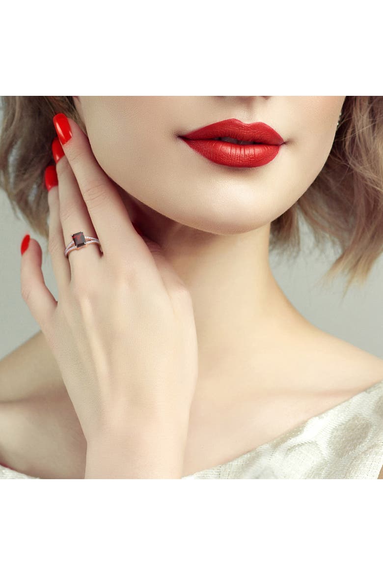 Garnet & Diamond Split Shank Ring 14k, Alternate, color, Garnet