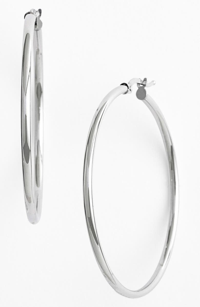 Bony Levy 14K Gold Hoop Earrings, Main, color, White Gold