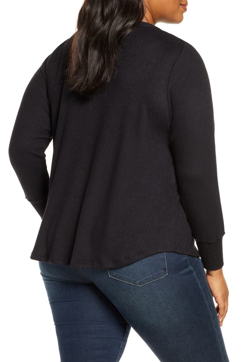 Cozy Button Detail Brushed Sweater, Alternate, color, BLACK