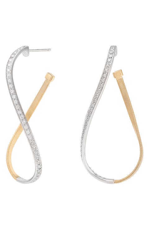 Marrakech Pavé Diamond Twist Hoop Earrings