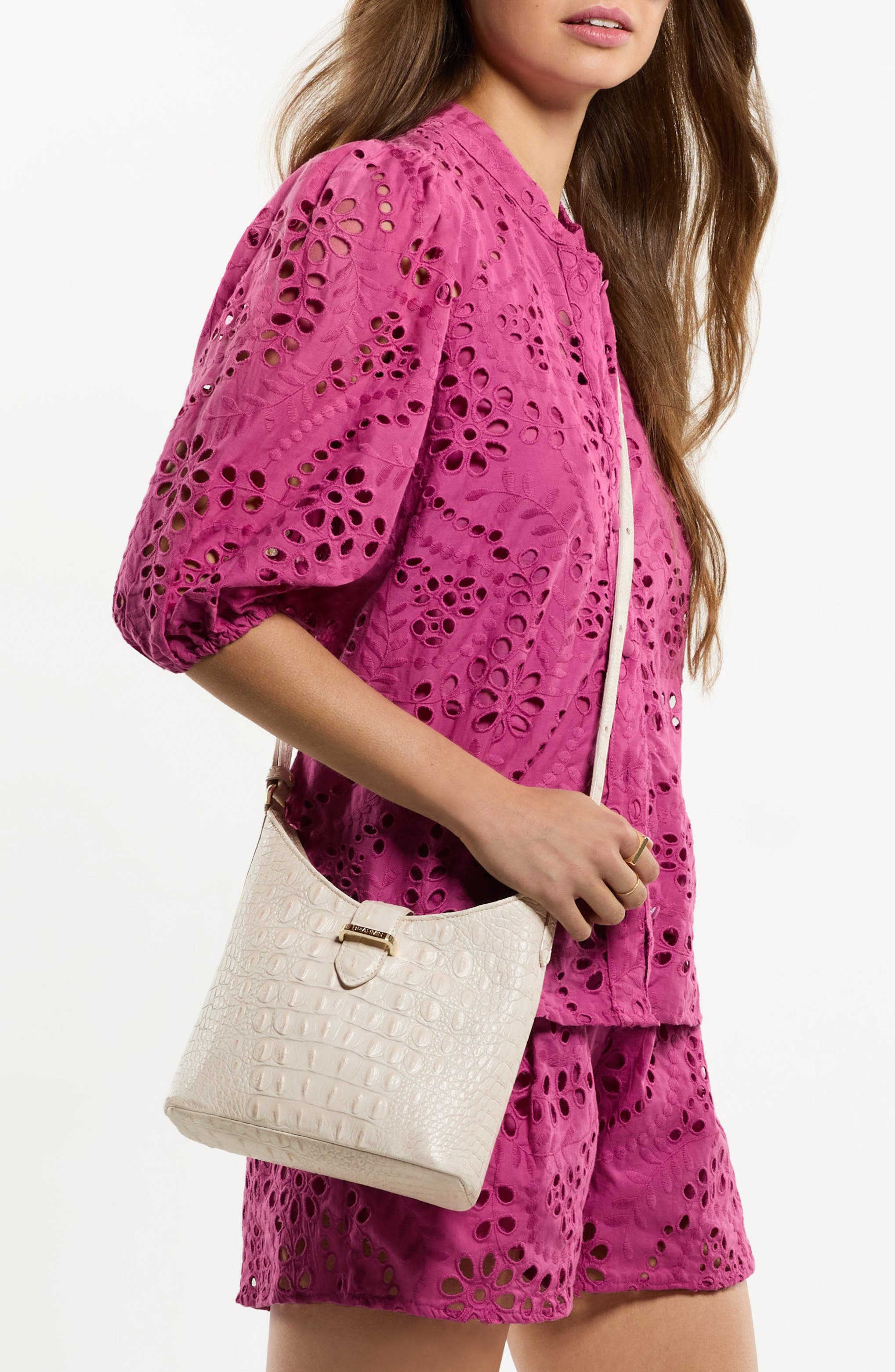 Brahmin Small Gwynne Canvas & Leather Crossbody Bag, Alternate, color, 