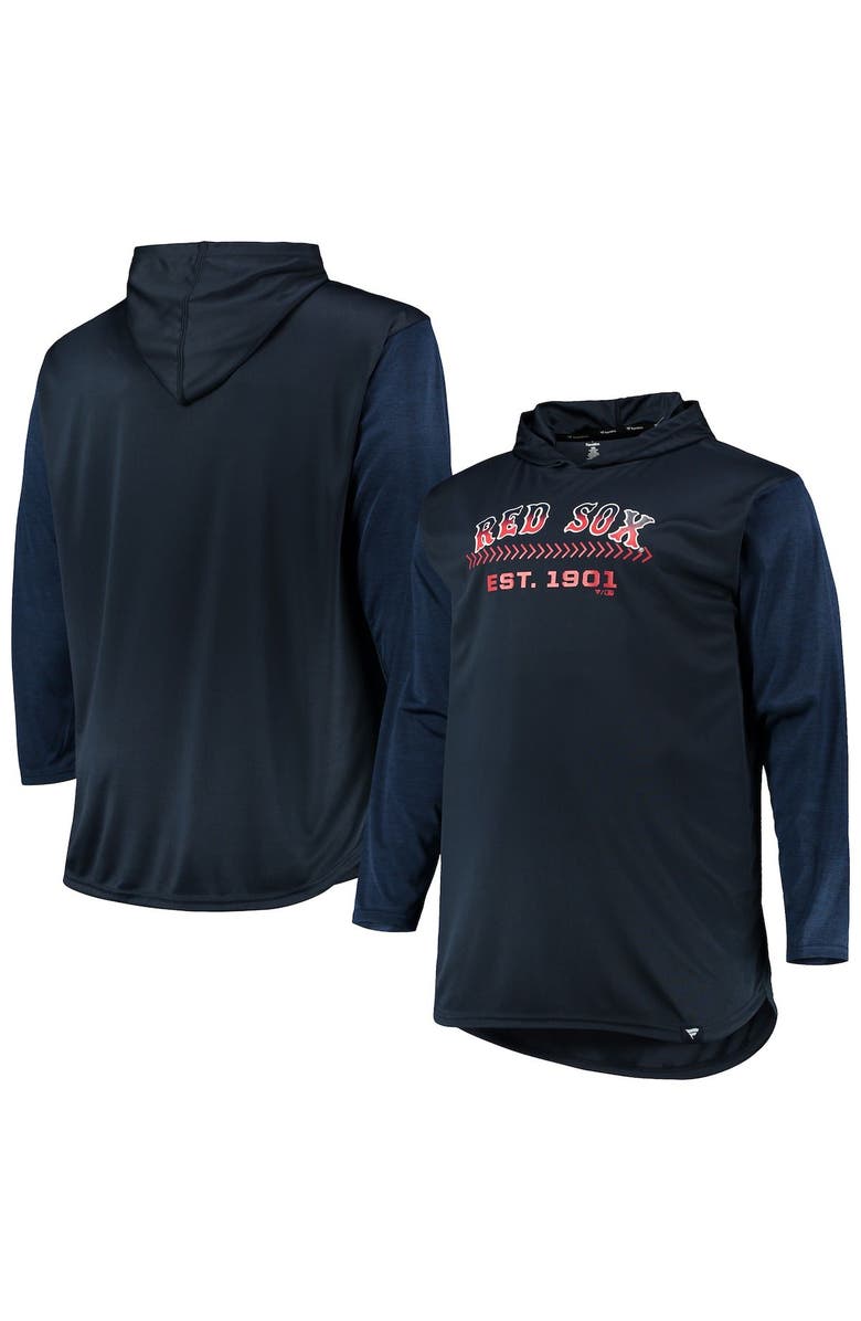 PROFILE Men's Navy/Heathered Navy Boston Red Sox Big & Tall Wordmark Club Pullover Hoodie, Alternate, color, 
