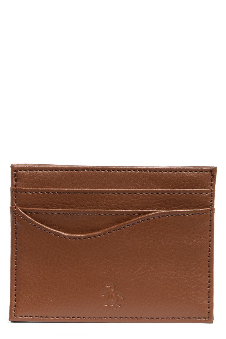 Pebbled Leather Card Case, Main, color, TAN