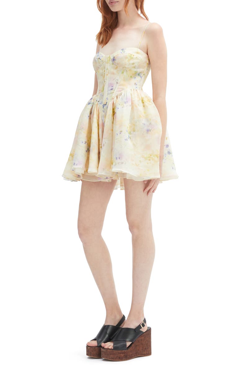 Bardot Ashta Corset Minidress, Alternate, color, Soft Yellow