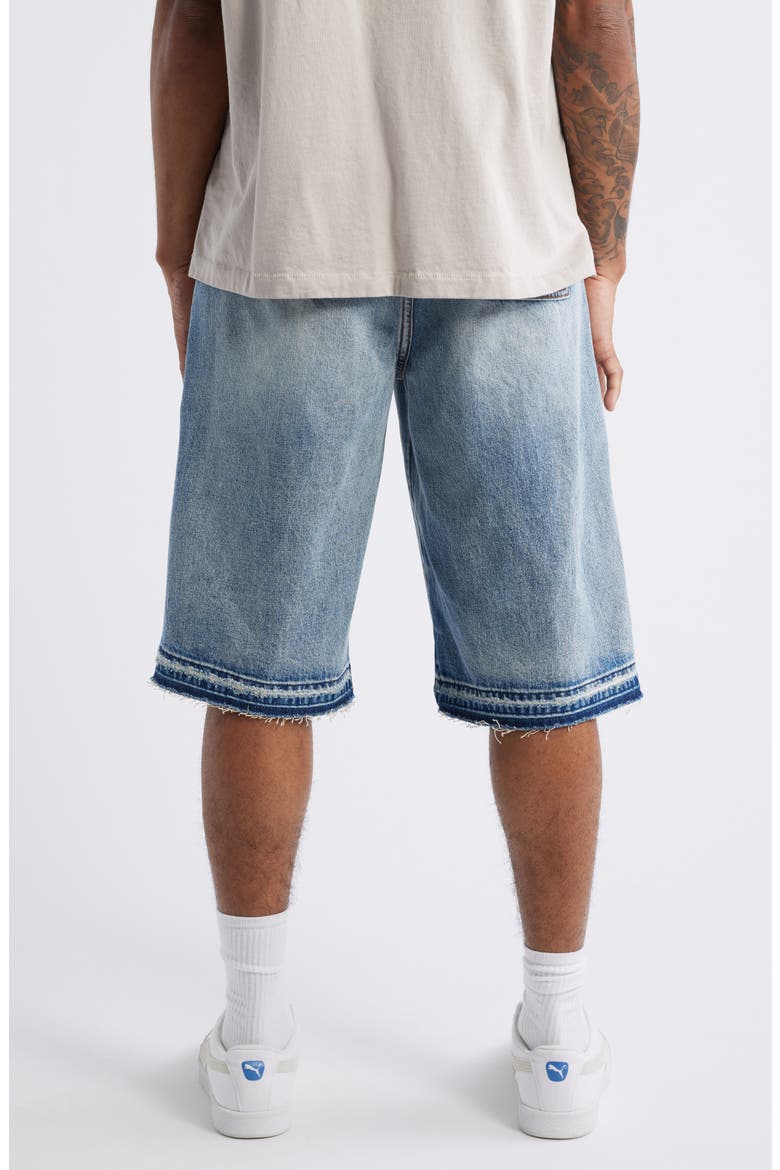 Snake Embroidered Denim Shorts, Alternate, color, WASHED INDIGO
