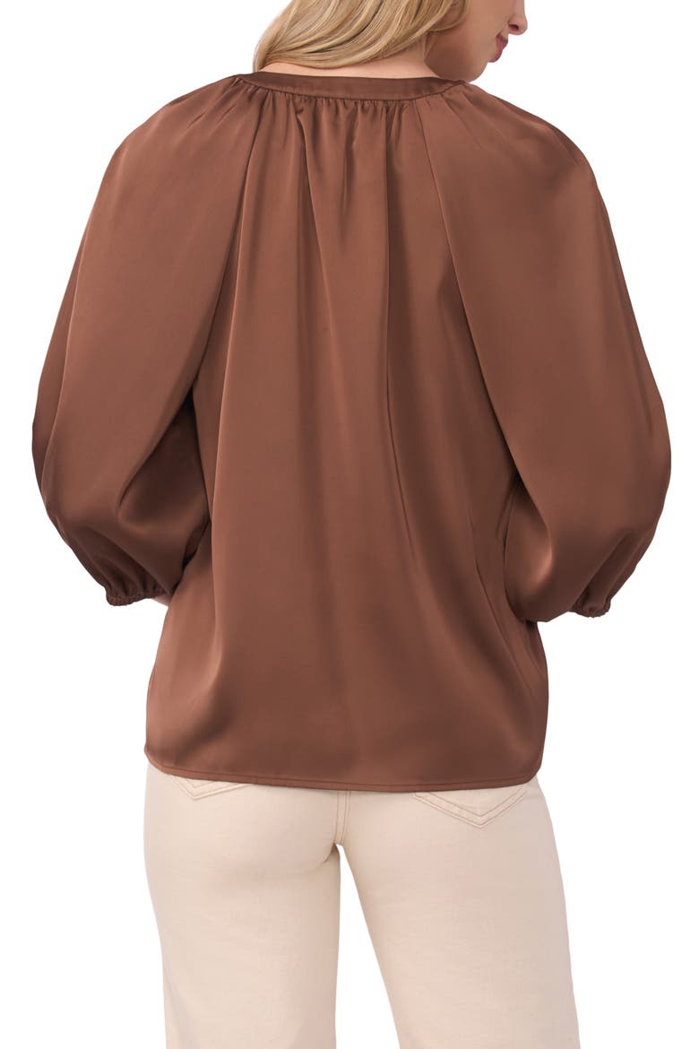 Raglan Sleeve Satin Top, Alternate, color, COCOA
