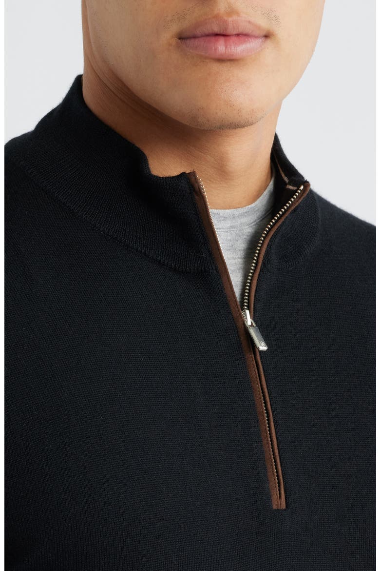 Autumn Crest Merino Wool Blend Quarter Zip Sweater, Alternate, color, BLACK