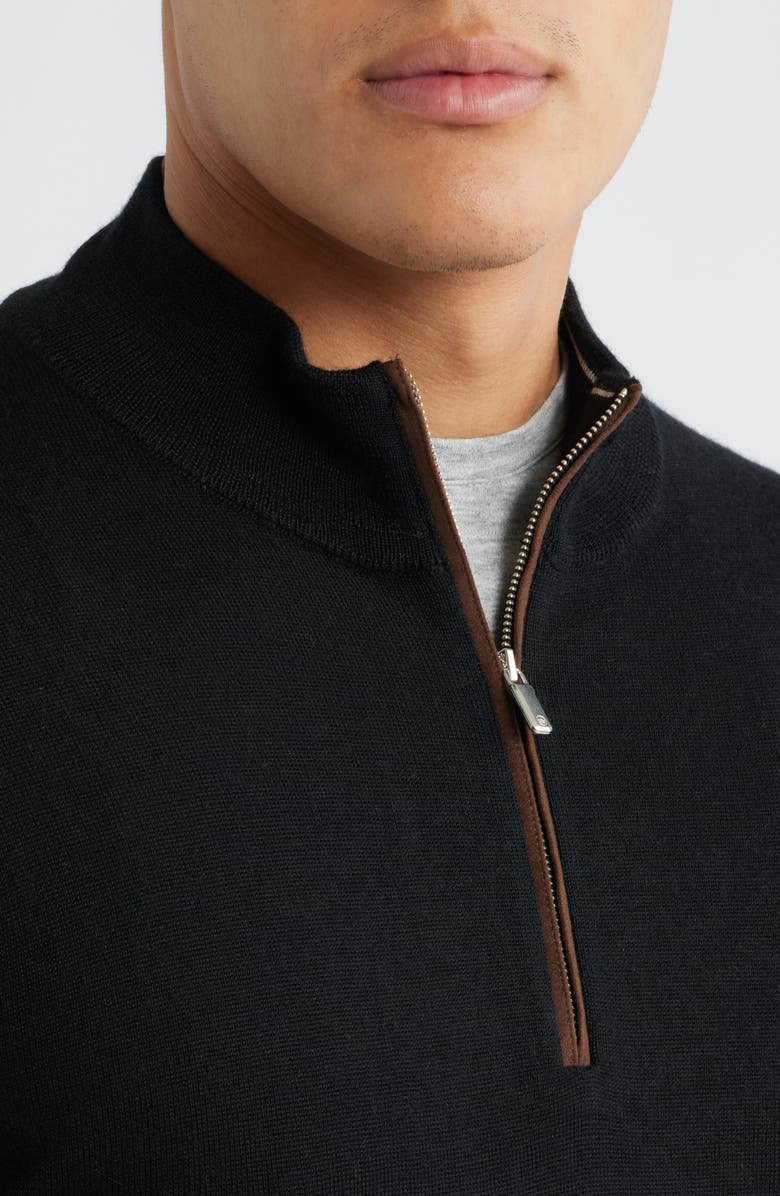 Peter Millar Autumn Crest Merino Wool Blend Quarter Zip Sweater, Alternate, color, Black