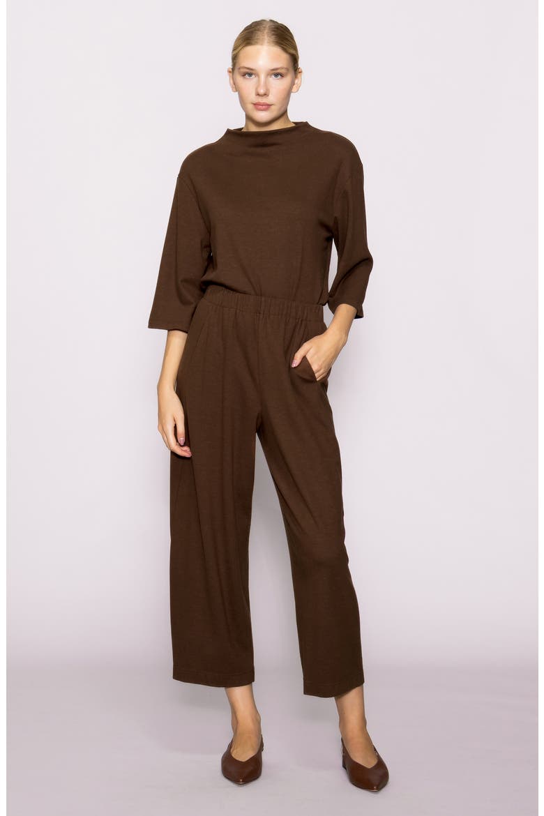 Brushed Crop Pants, Alternate, color, CHOCOLATE