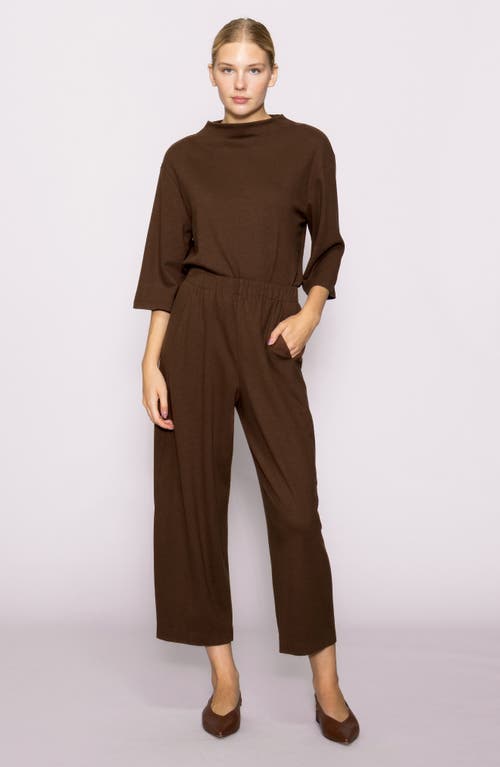 Melloday Brushed Crop Pants In Brown