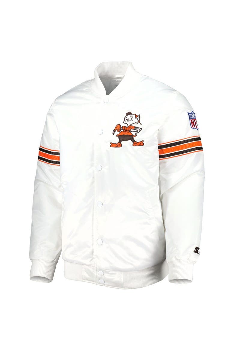 Men's Starter White Cleveland Browns The Power Forward Full-Snap Jacket, Alternate, color, White