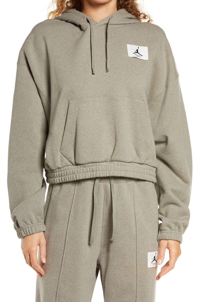Essentials Fleece Hoodie, Alternate, color, LIGHT ARMY/ SATURN GOLD