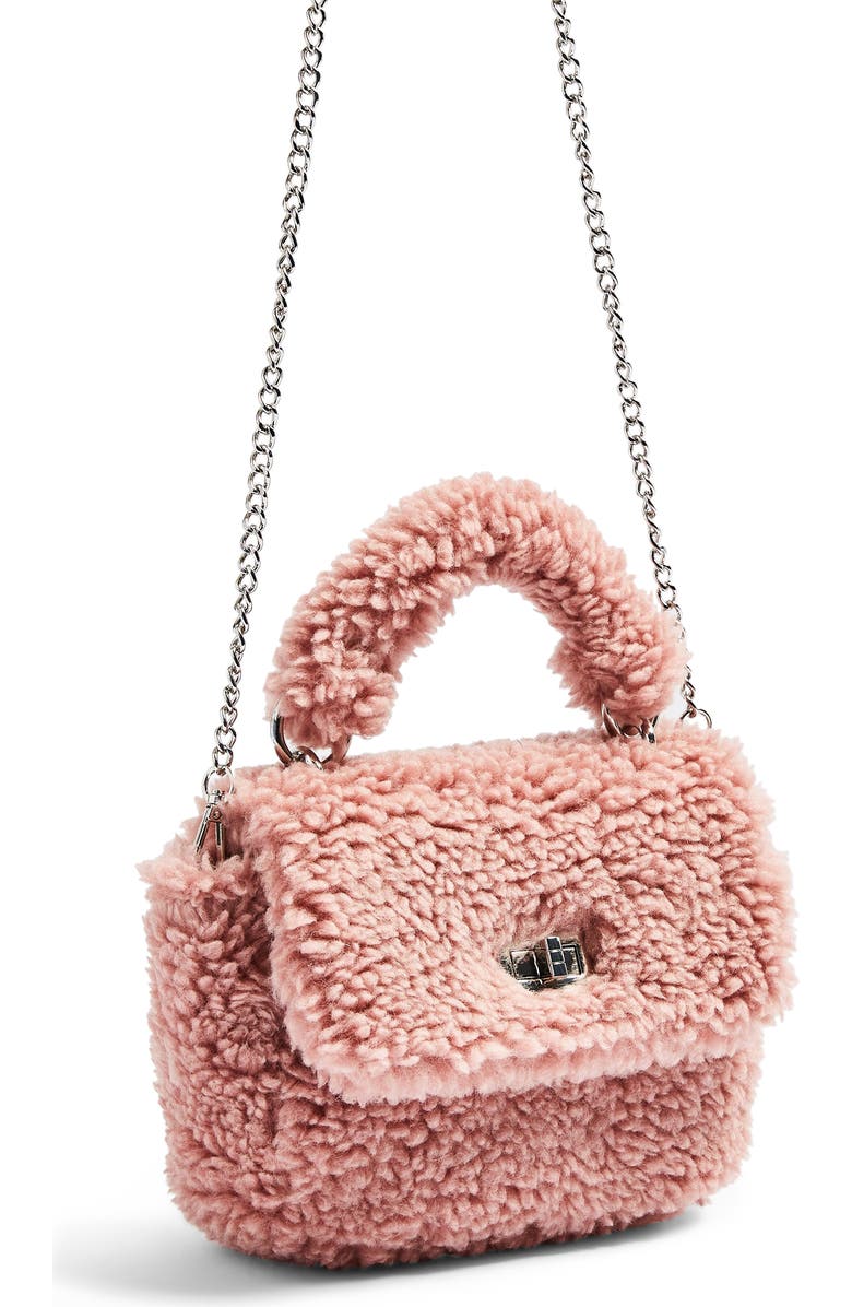 Topshop Faux Shearling Shoulder Bag, Alternate, color,