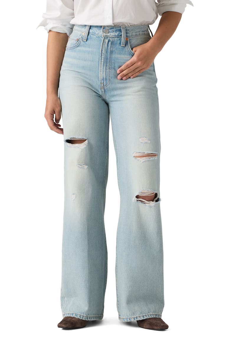Ribcage Ripped High Waist Wide Leg Jeans, Main, color, SET UP