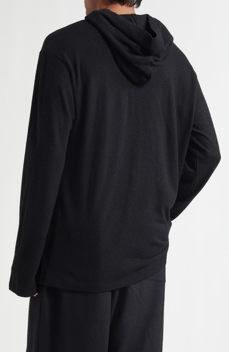 Yohji Yamamoto Super 120s Wool T-Shirt Hoodie, Alternate, color, Black