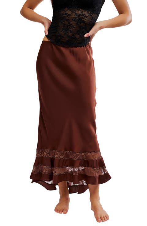Long Lost Lover Lace Detail Satin Slip Skirt