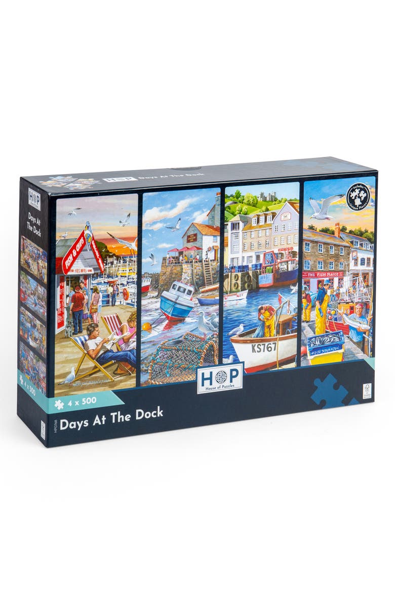 The House of Puzzles Days at the Dock Assorted 4-Pack 500-Piece Jigsaw Puzzles, Main, color, 