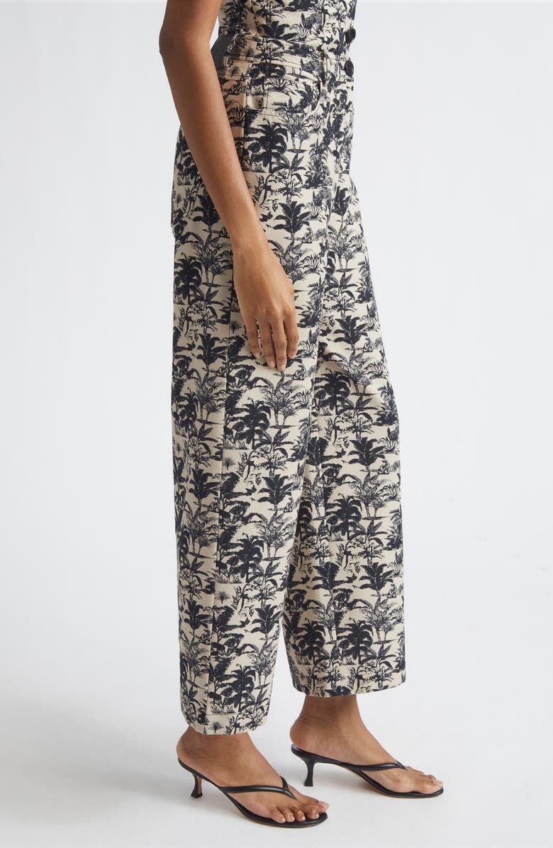 Toccin Blaire Tropical Print Wide Leg Pants, Alternate, color, Jet/ Natural