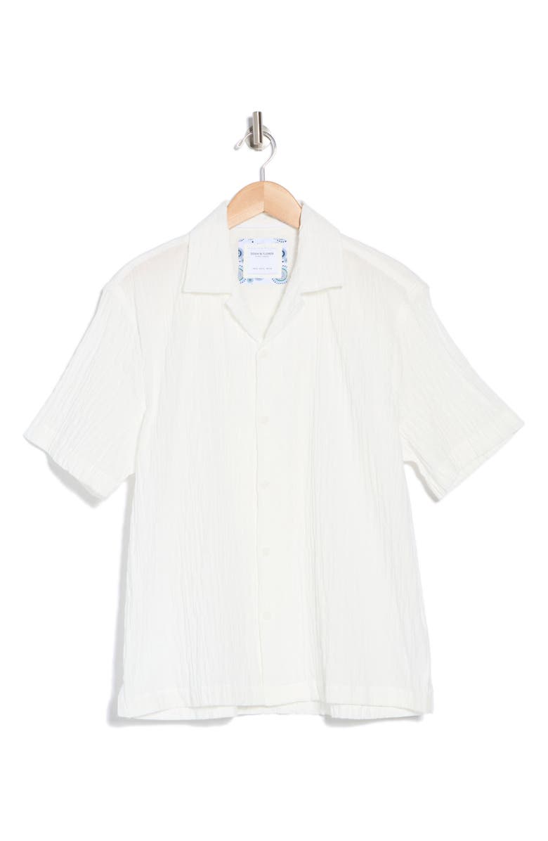 DENIM AND FLOWER Relaxed Fit Textured Camp Shirt, Alternate, color, White