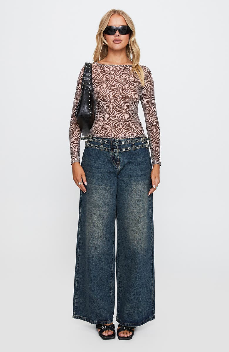 Princess Polly Believe Me Abstract Zebra Print Mesh Top, Alternate, color,