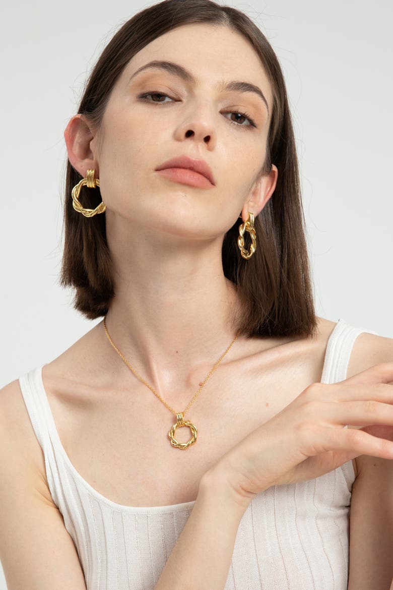 Eléa Twisted Hoop Earrings, Alternate, color, Gold
