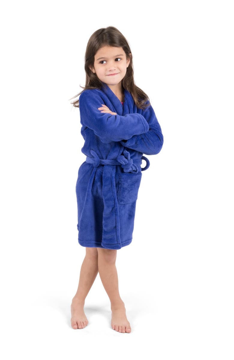 Leveret Kids Fleece Robe, Shawl Collar, Solid Colors, Main, color, Royal Blue