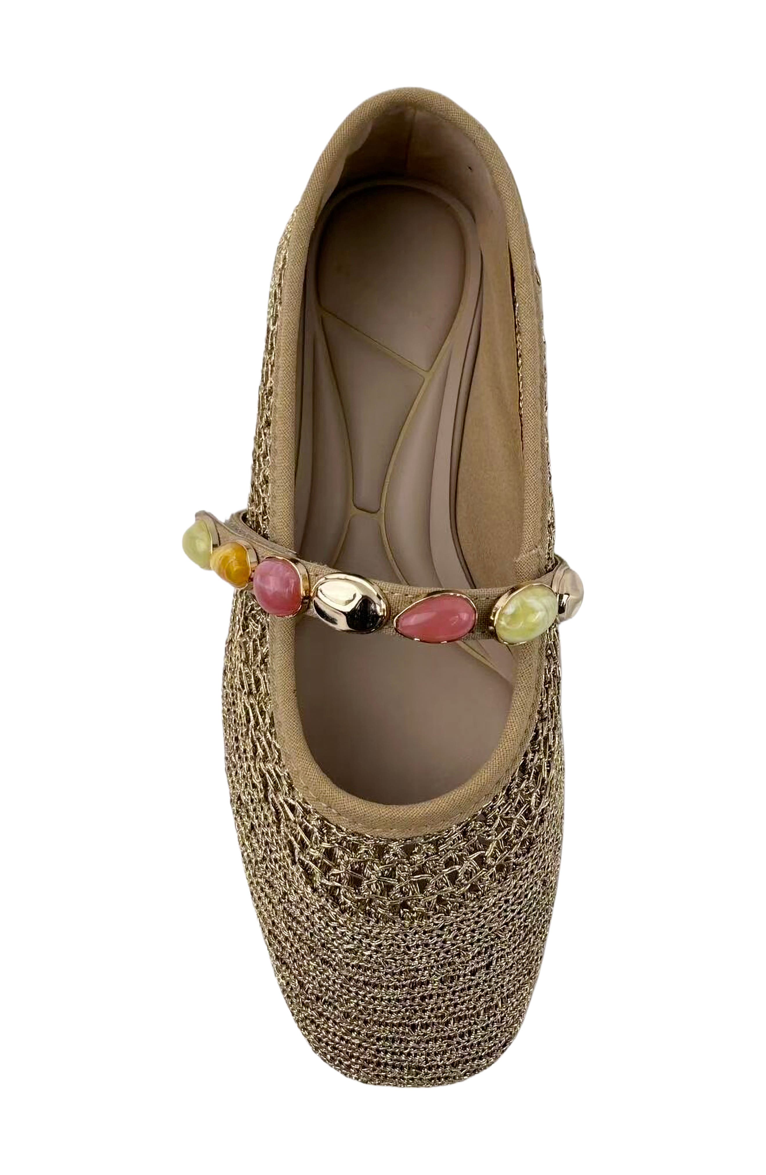 Zeta Stones Embellished Knit Ballet Flat, Alternate, color, NATURAL KNIT