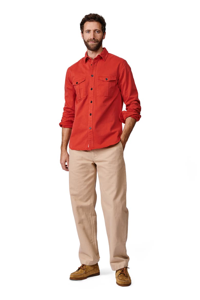 Cole Long Sleeve Twill Overshirt, Alternate, color, Washed Red