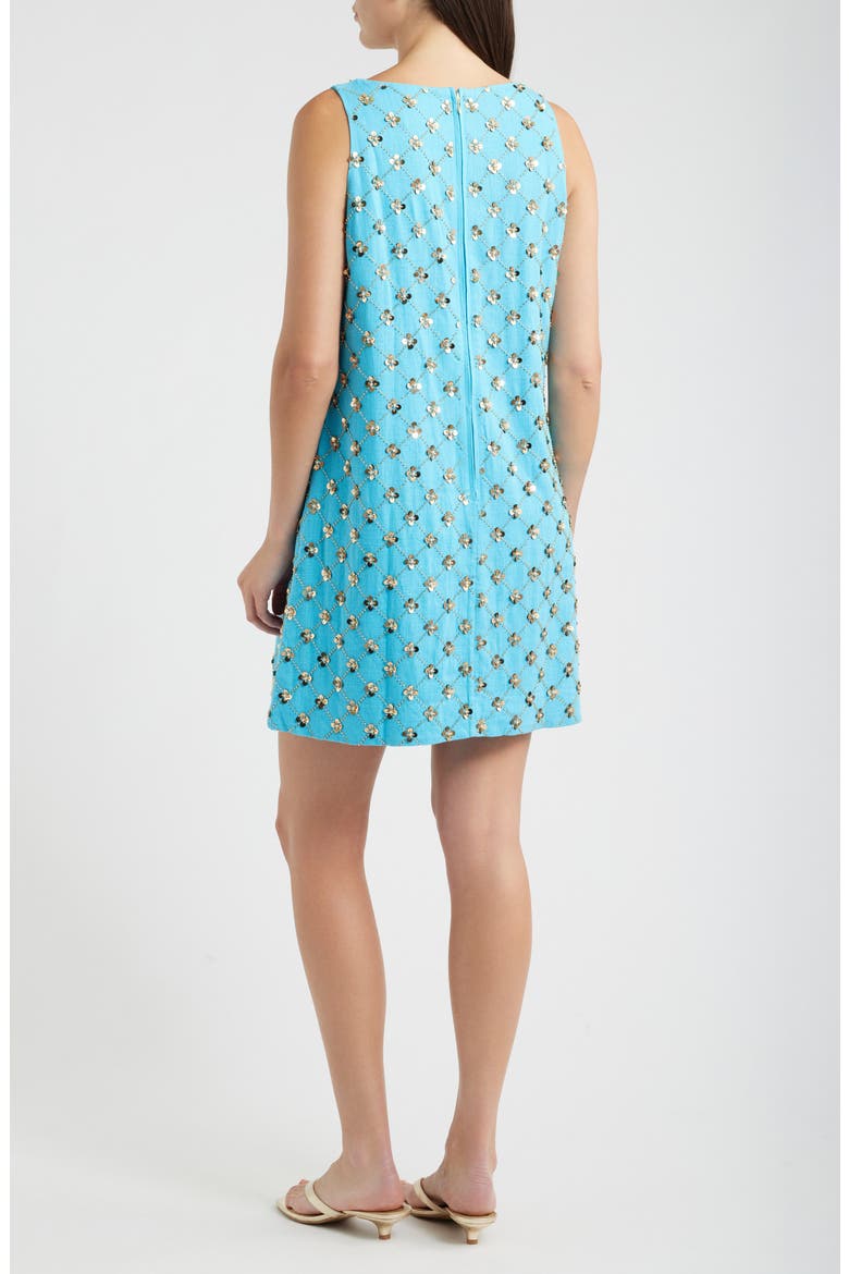 Tamala Beaded Sequin Shift Dress, Alternate, color, TURQUOISE TIDE