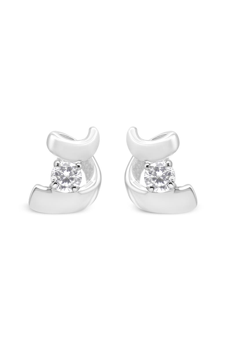 Silver Round Diamond Fashion Earrings, Alternate, color, White