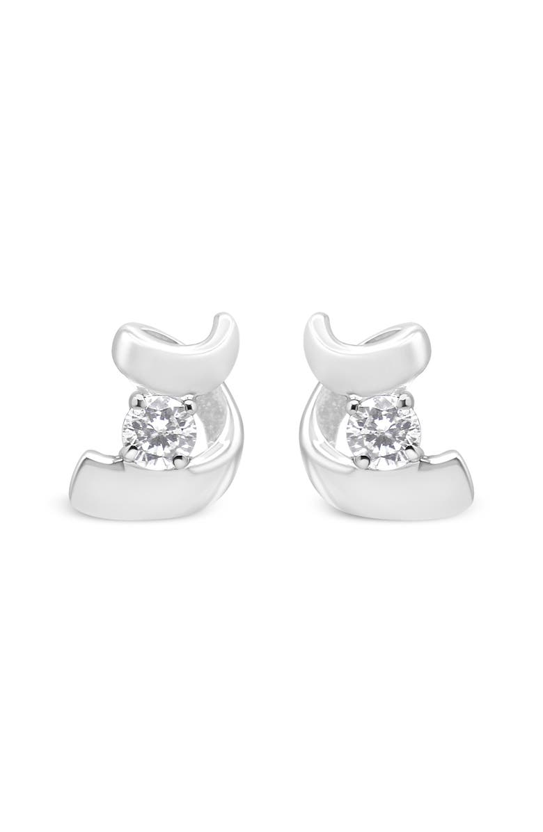 Haus of Brilliance 10K Gold 1/10 Cttw Diamond Espira Swirls Solitaire Push Back Stud Earrings, Alternate, color, White