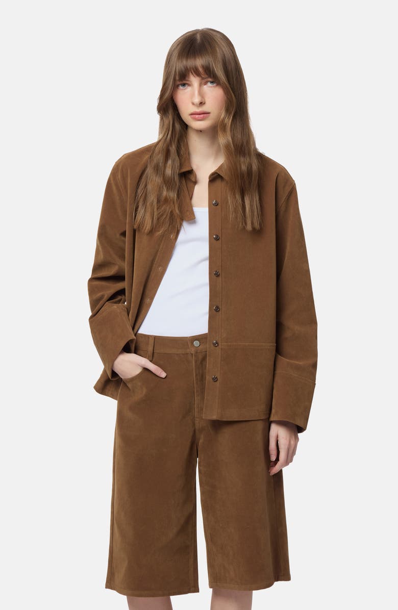 Apparis Ren Faux Suede Overshirt, Alternate, color, Saddle Brown