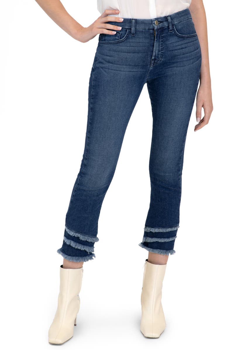 JEN7 by 7 For All Mankind Layered Fray Hem Straight Leg Jeans, Main, color, 