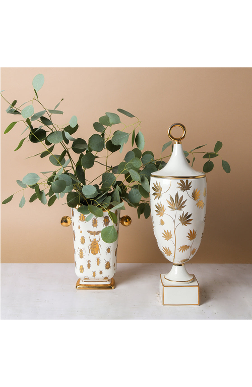 Jonathan Adler Botanist Specimen Vase In White/gold