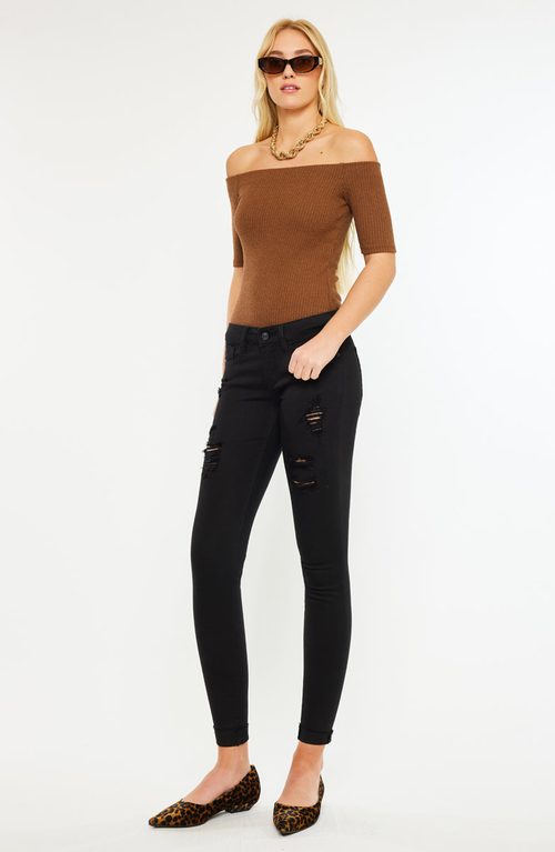 Kancan June Low Rise Ankle Skinny Jeans In Black