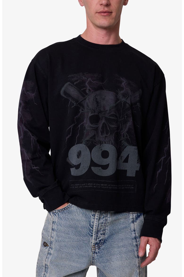 Crossbones Oversize Long Sleeve Cotton Graphic T-Shirt, Main, color, WASHED BLACK