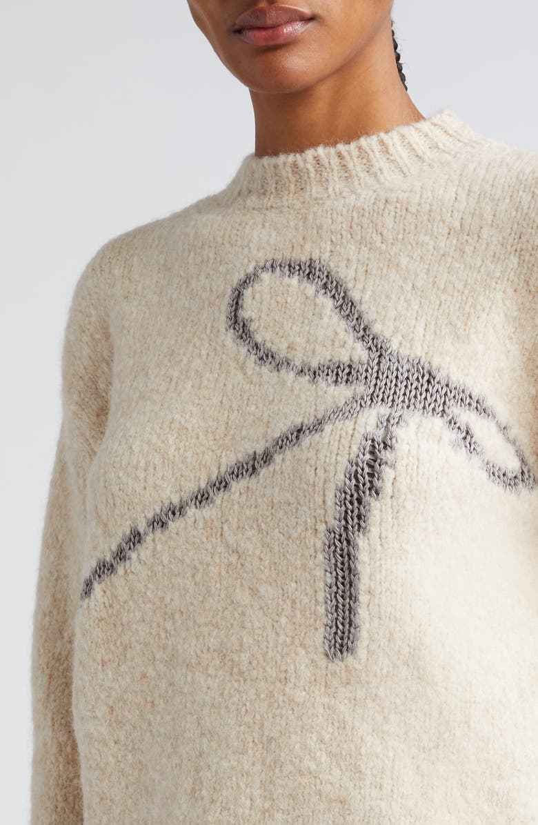 Paloma Wool Tana Ribbon Intarsia Crewneck Sweater, Alternate, color, Ecru