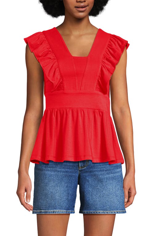 LANDS' END LANDS' END LIGHTWEIGHT JERSEY RUFFLE PEPLUM TOP