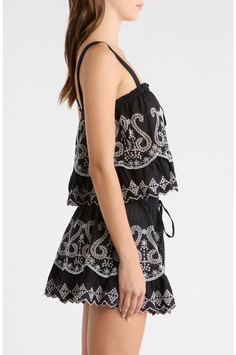Leighton Crop Cotton Cover-Up Top, Alternate, color, BLACK / WHITE EYELET