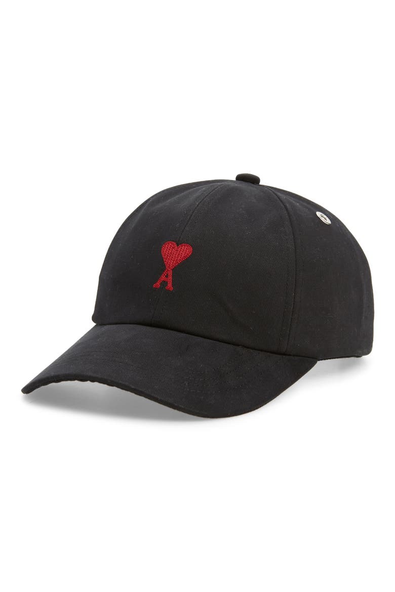 Ami de Coeur Embroidered Baseball Cap, Main, color, 001 BLACK