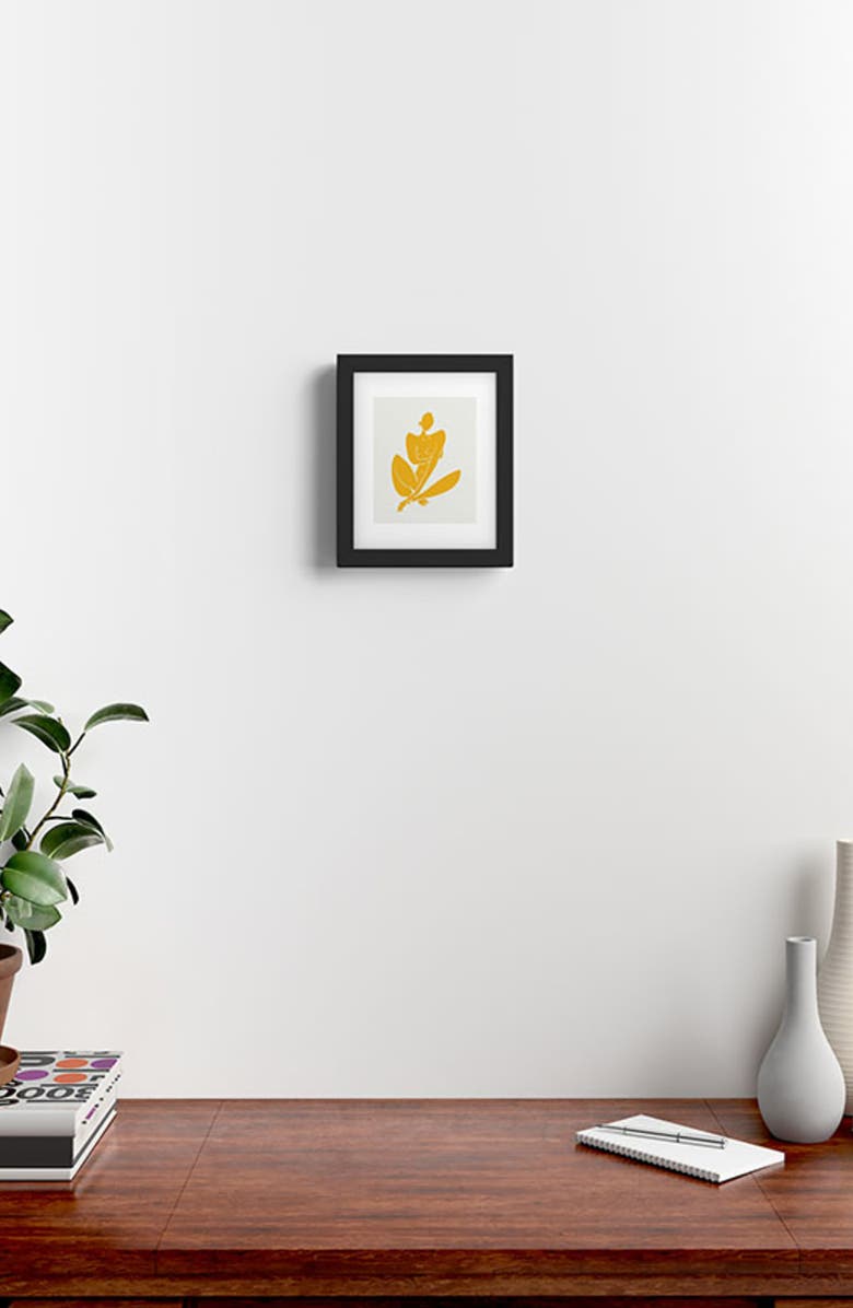 Deny Designs Little Dean Sitting Nude in Yellow Framed Art Print, Alternate, color, Yellow